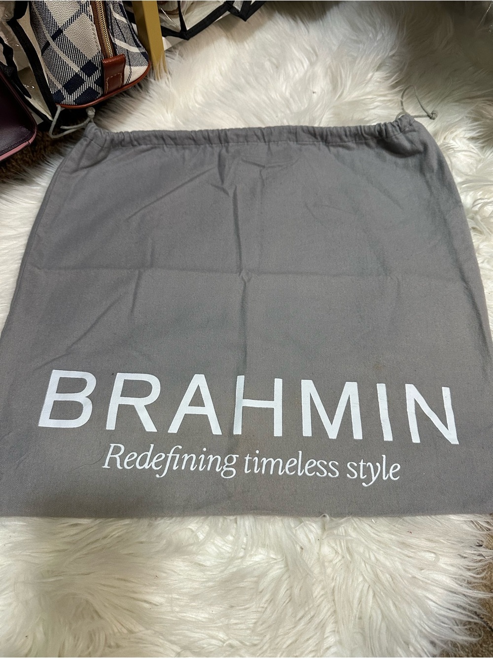 Brahmin Gray Dustbag 18x16.5